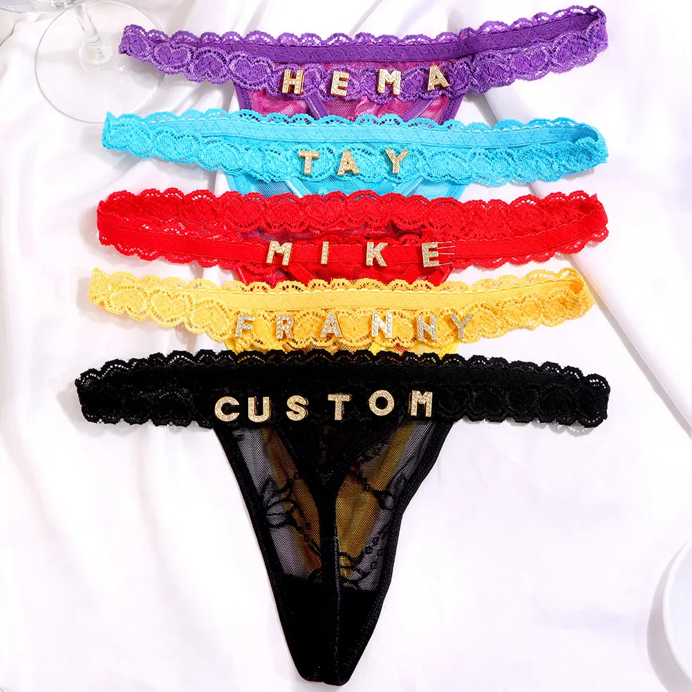 ▷ Personalized Sexy Lace Thong Panties For Women Crystal Letters Name  Underwear - CENTRO COMERCIAL CASTELLANA 200 ◁